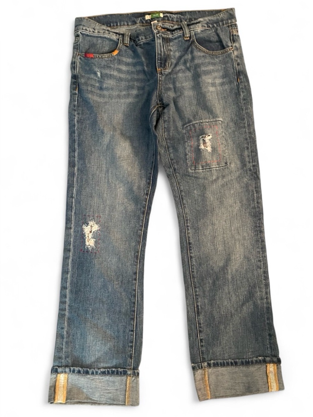 ETT TWA Vintage Lightly Distressed Cuffed Blue Jeans Womens Size 29